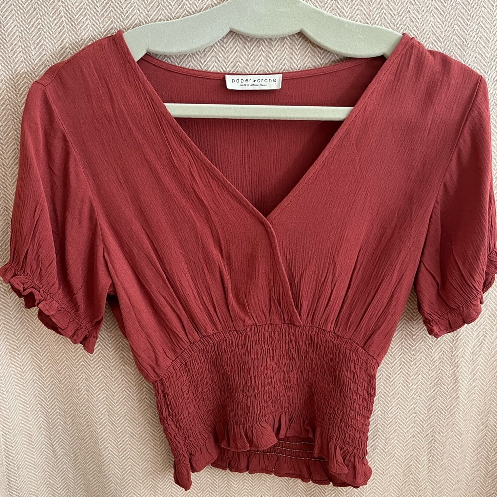 Paper Crane Brick Red Burnt Orange Top